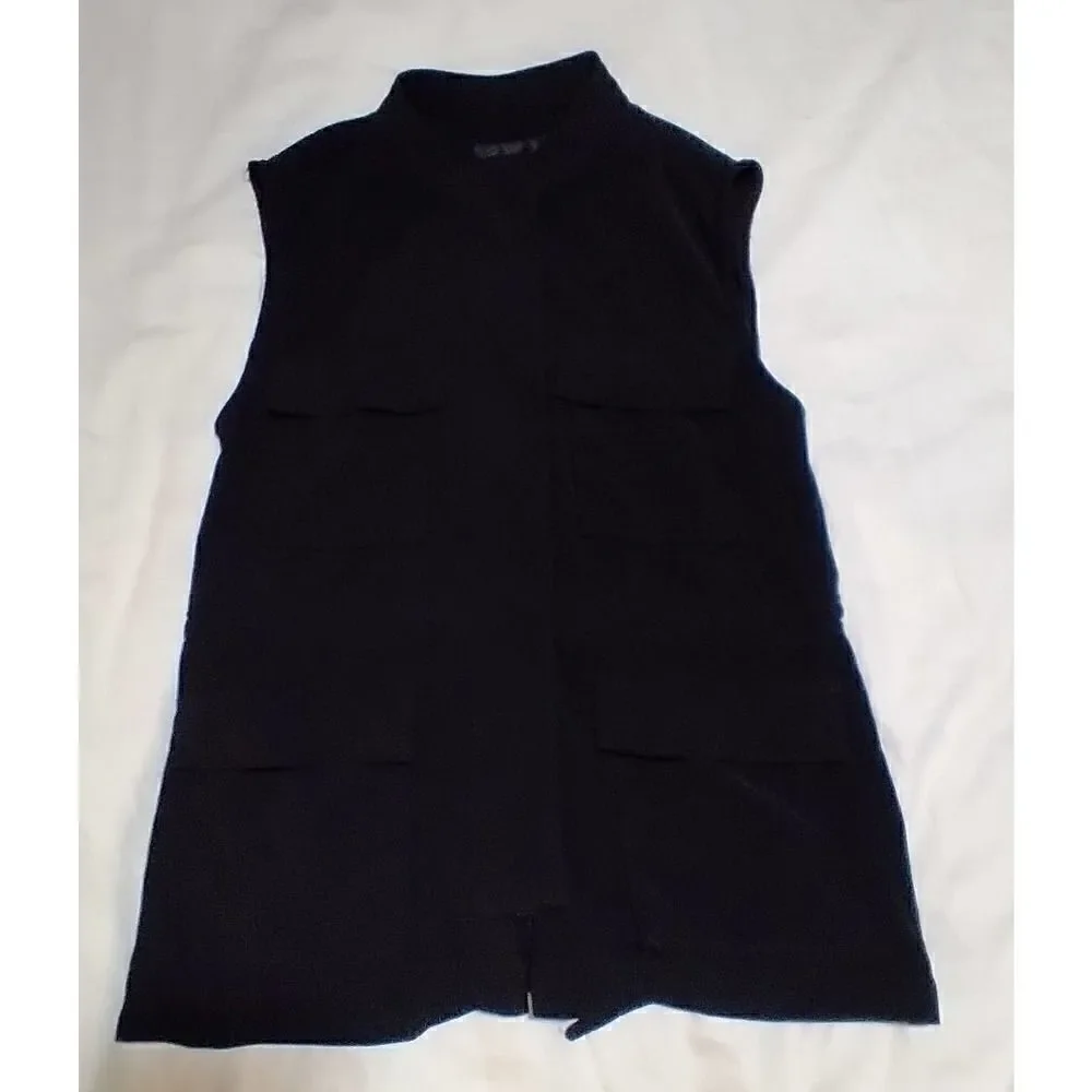 SANCTUARY LIGHTWEIGHT BLACK CARGO VEST MULTI POCKET SIZE S